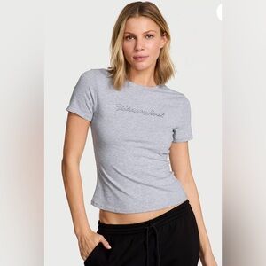 Victoria’s Secret Angel Essentials
Stretch Cotton Fitted Tee Heather Grey  L NWT